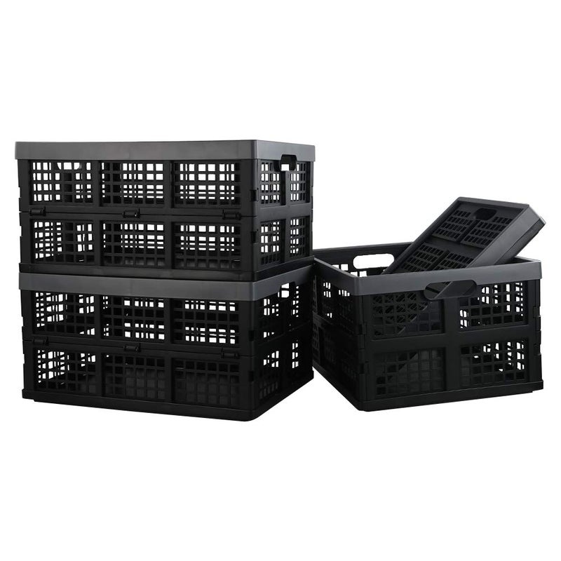 Pekky 34 Quart Plastic Milk Crates Stackable, Collapsible Storage Crate, 4 Packs - Image 1